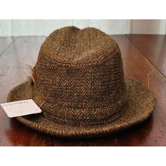 Jonathan Richards "Robbie" Brown Tweed Fedora 100% Wool Ireland 55/6 3/4 NWT - Picture 6 of 9